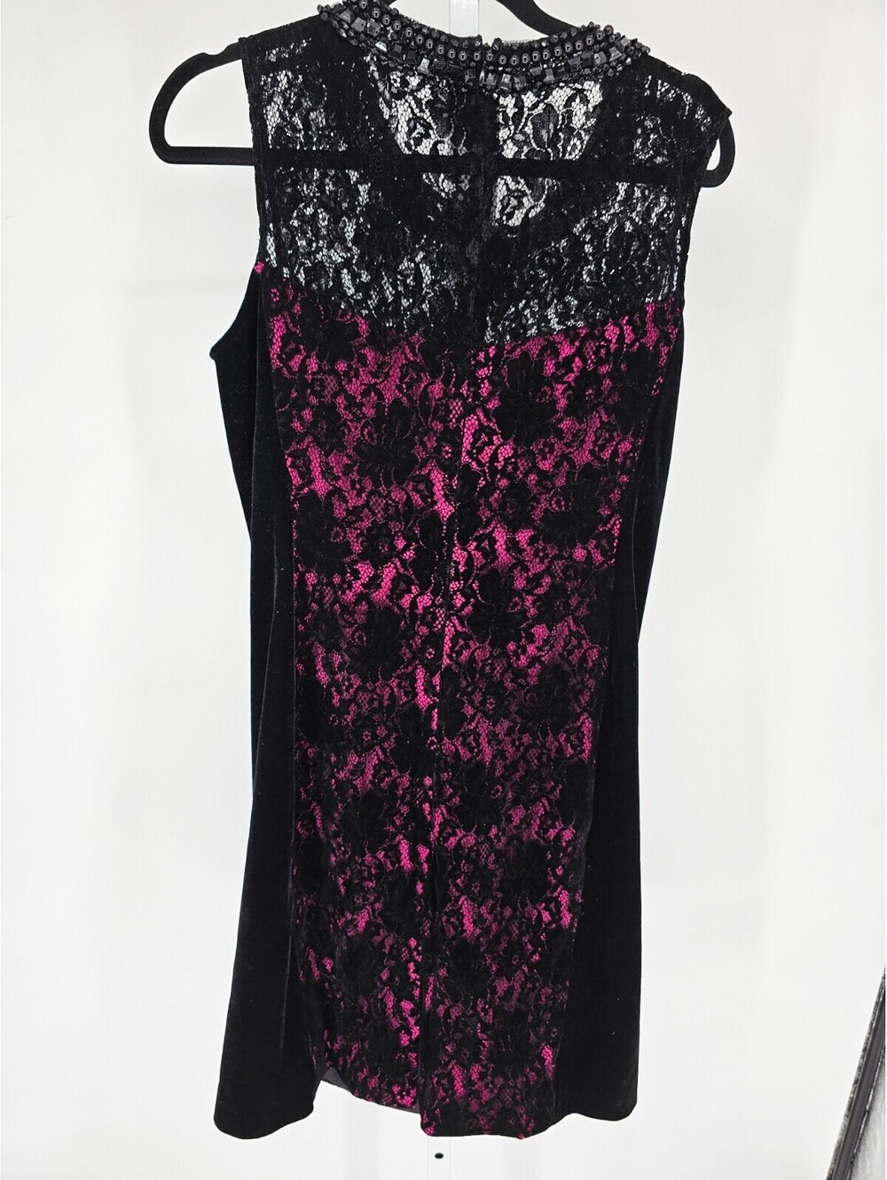 Rickie Freeman Teri Jon Sz 14 Knee Length Formal Dress Pink Black Lace Overlay - Picture 5 of 5